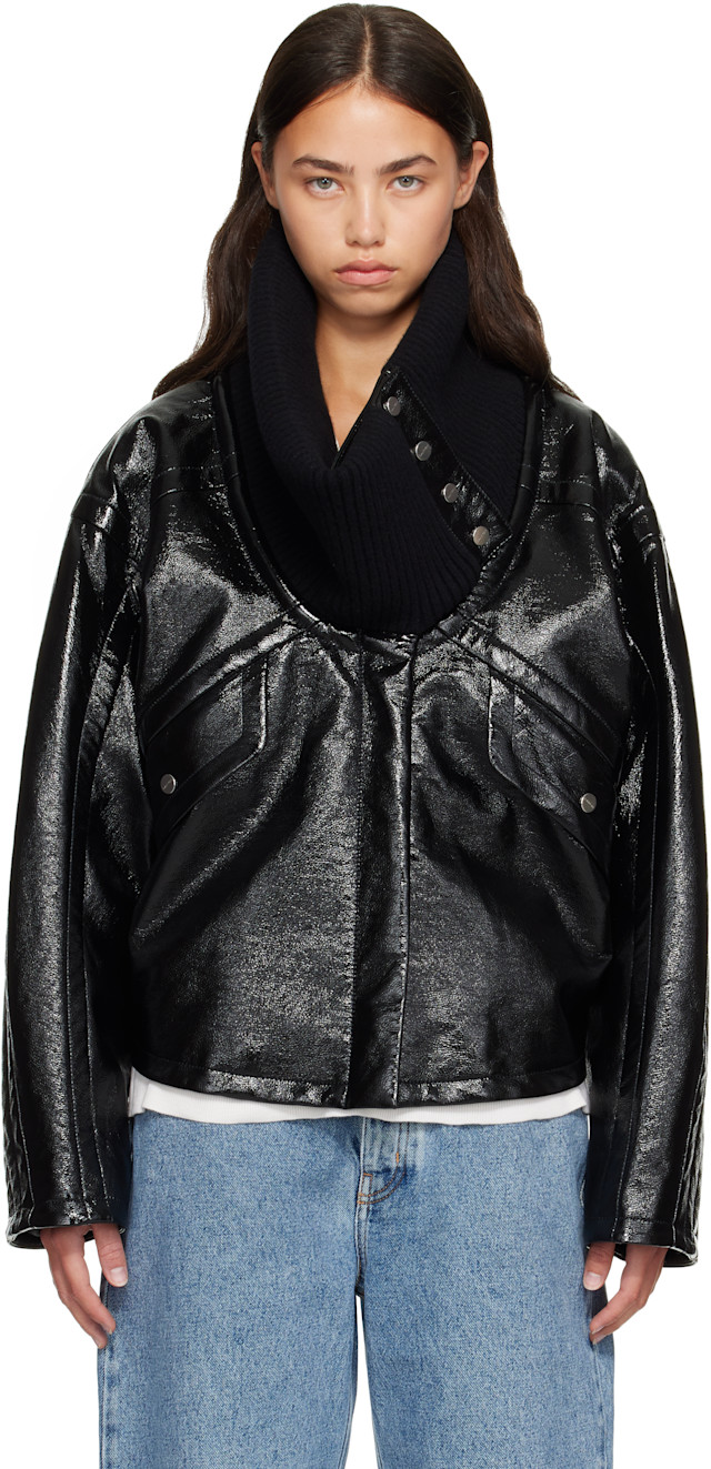 Lanvin: Black Short Vinyl Coat | SSENSE