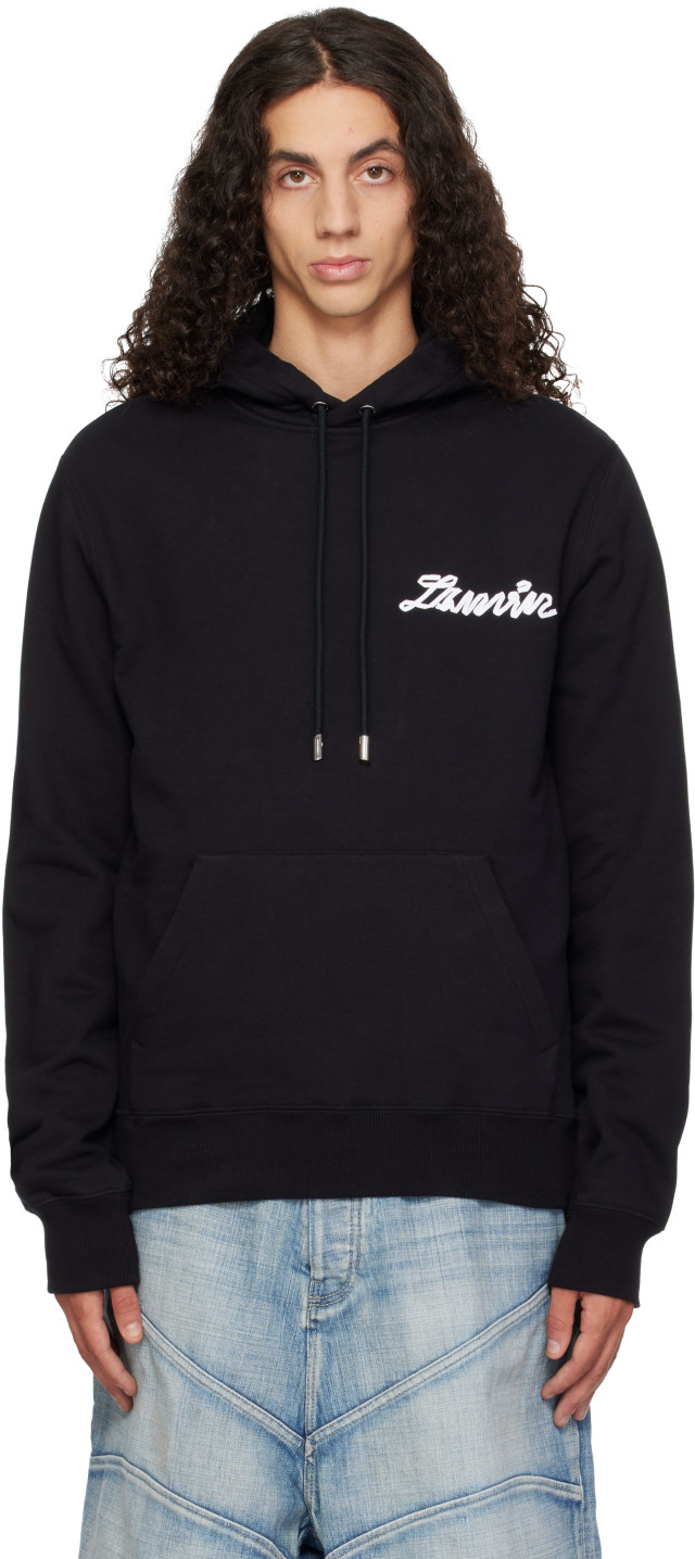 Lanvin: Black 'Lanvin' Ribbon Hoodie | SSENSE