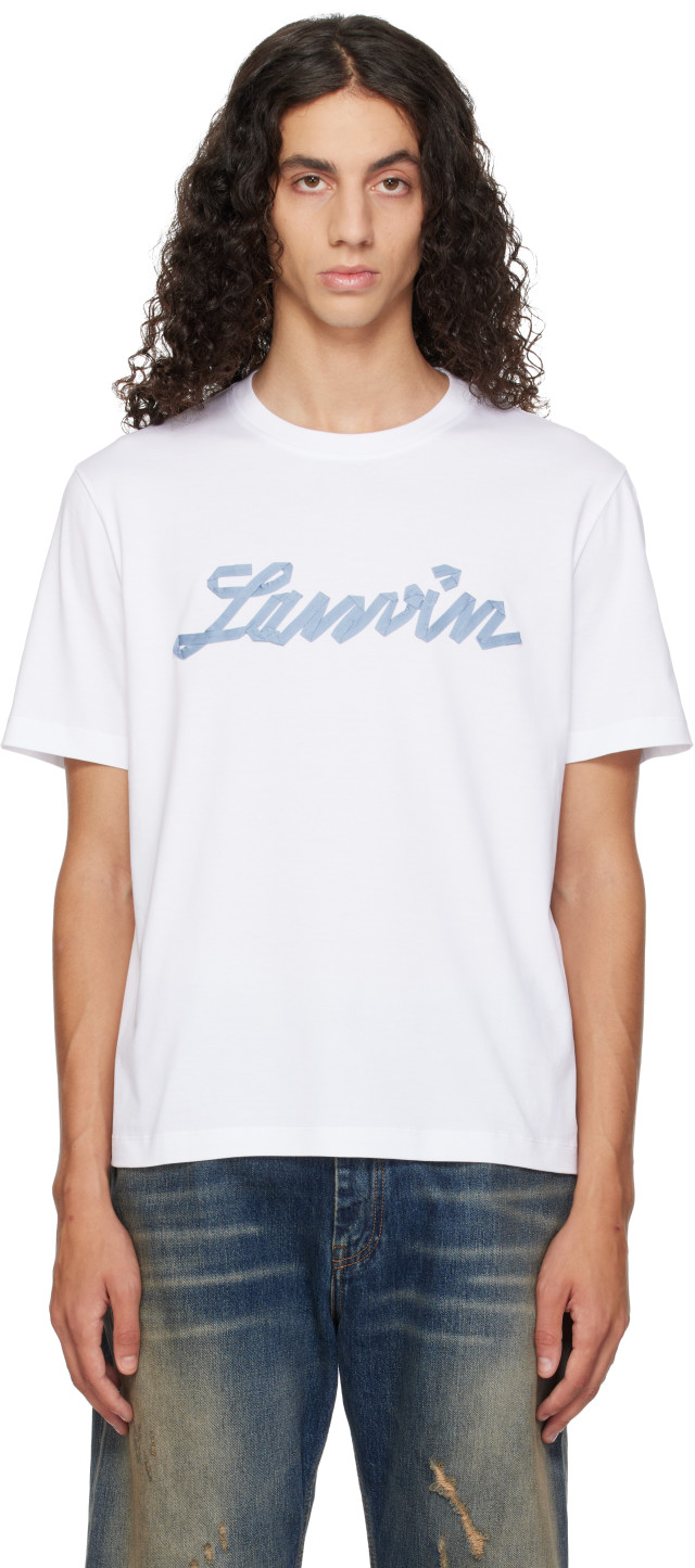 Lanvin: White 'Lanvin' Ribbon T-shirt | SSENSE