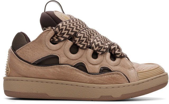 Lanvin: Beige Curb Dino-Effect Leather Sneakers | SSENSE