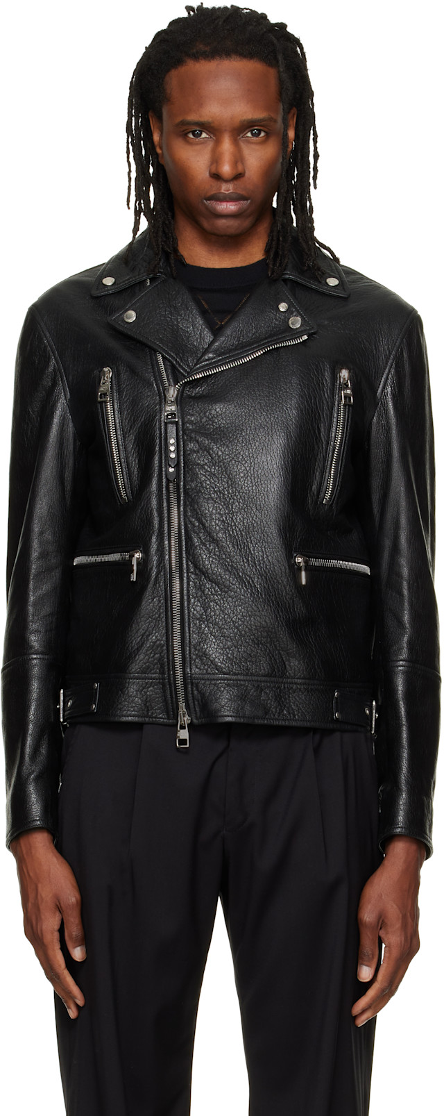 四*ん様 BLAKES 高級レザージャケット　イギリス製　S McQueen: ブラック Classic バイカー レザージャケット | SSENSE 日本