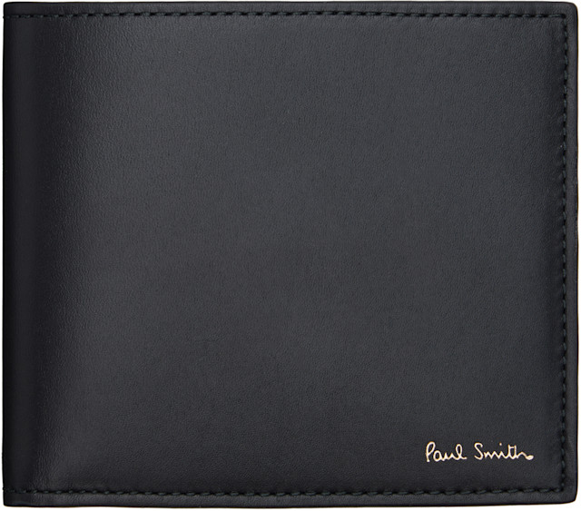 Paul Smith: Black Leather 'Signature Stripe' Interior Billfold