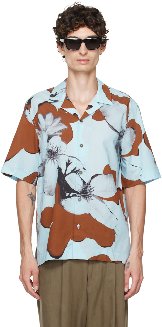 Paul Smith: Blue Floral Print Shirt | SSENSE