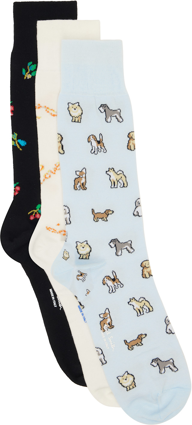 まんじゅう ❗️ Paul Smith ルーズ ソックス 3足セット Paul Smith: マルチカラー Printed-Graphic ソックス 3足セット