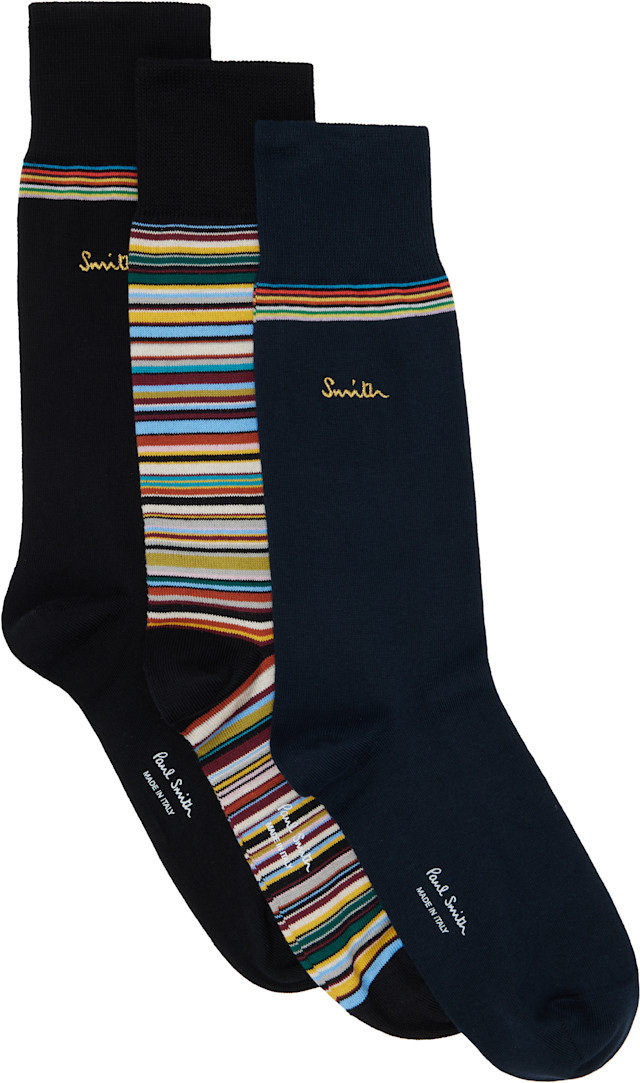 Paul Smith: マルチカラー アーティスト ストライプ ソックス 3足