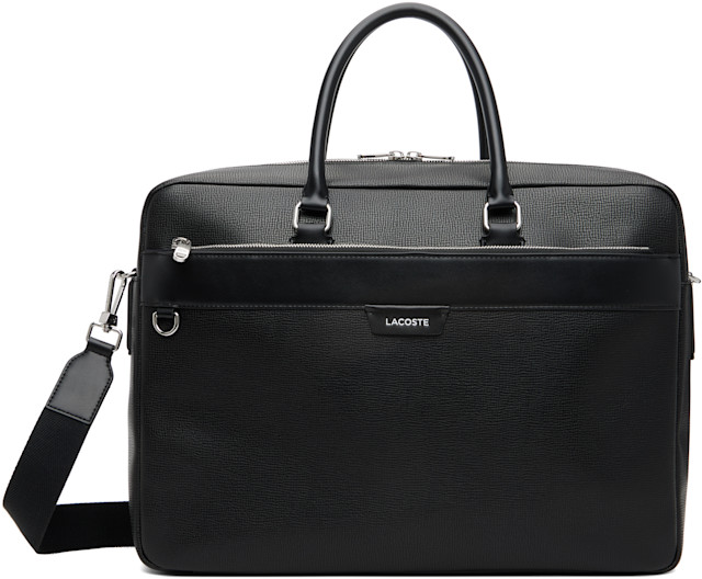 LACOSTE PCバッグ　ボディバッグ 黒 ラコステ Lacoste: ブラック Ossian レザー ノートパソコン バッグ | SSENSE 日本