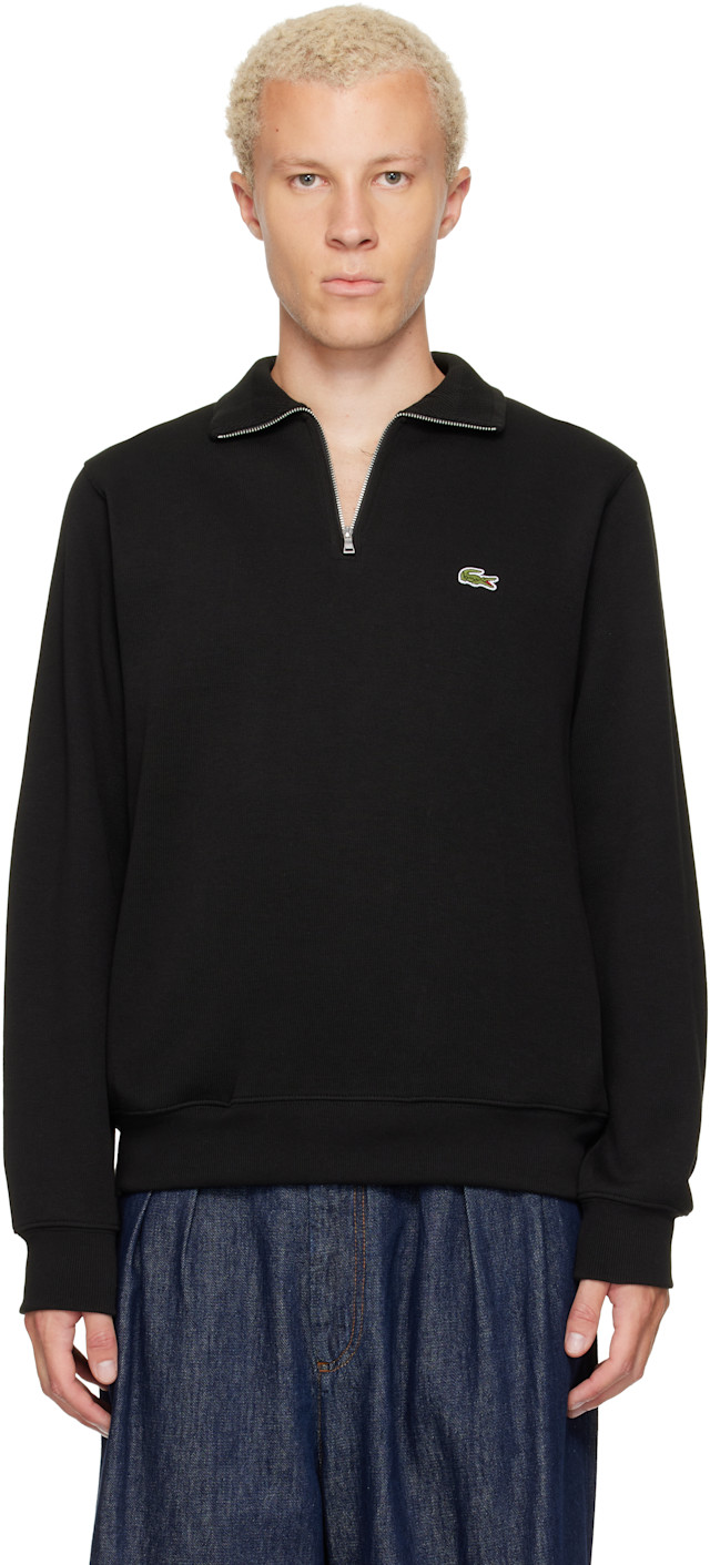 トップス LACOSTE Lacoste: Black Zip-Up High-Neck Sweatshirt | SSENSE