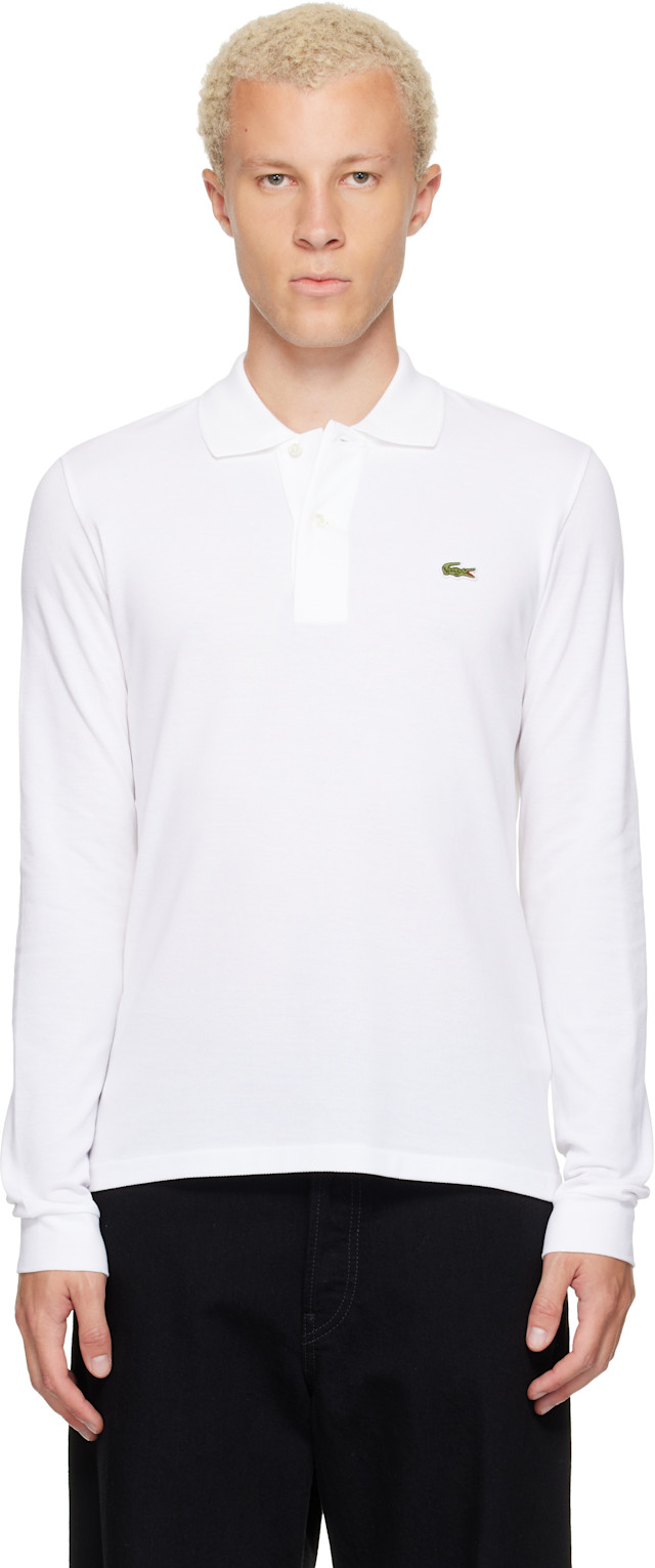 Lacoste: ホワイト Classic Fit L.12.12 長袖ポロシャツ | SSENSE 日本
