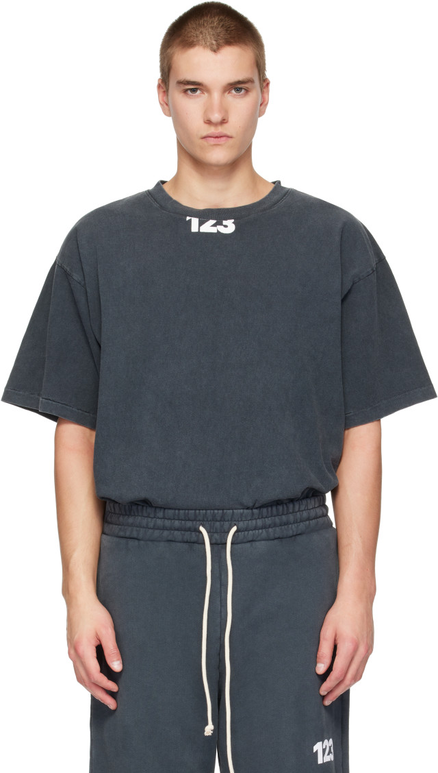 Rivington Roi Rebis: Gray USO '123' T-shirt | SSENSE