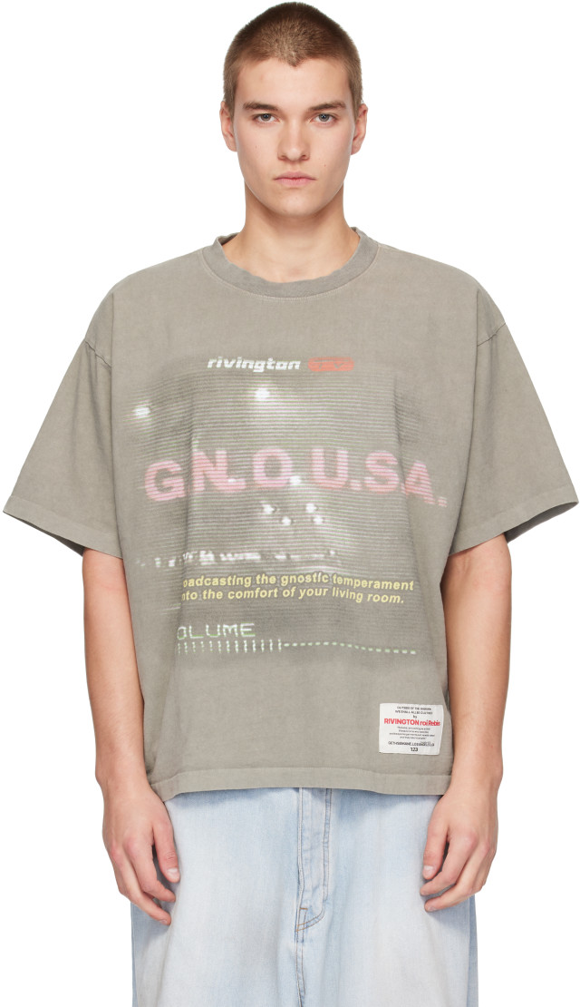 Rivington Roi Rebis: Gray 'Rivington TV' Tyler T-shirt | SSENSE