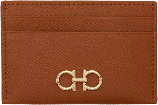Ferragamo: Brown Gancini Credit Card Holder | SSENSE Canada