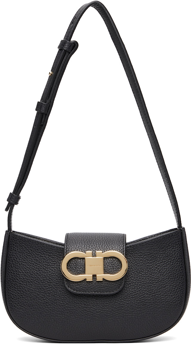 Ferragamo: Black Double Gancini Mini Shoulder Bag | SSENSE