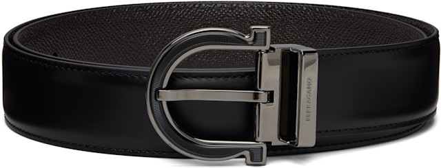 Ferragamo: ブラック＆ブラウン アジャスタブル＆リバーシブル ベルト