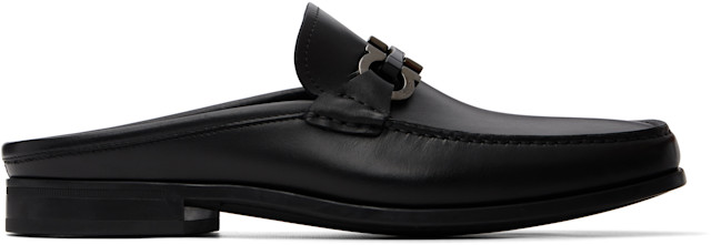 Ferragamo: ブラック Gancini Ornament ミュール ローファー | SSENSE 日本