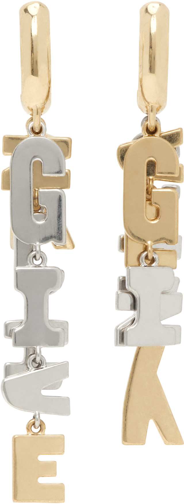 Givenchy: 'Givenchy Letters' アシンメトリー ピアス | SSENSE 日本