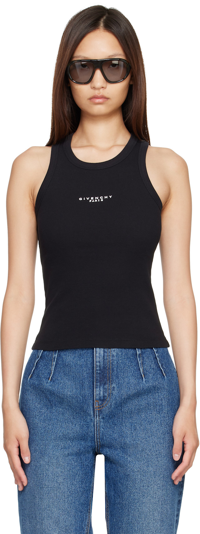 Givenchy: Black Slim Fit 'Givenchy Paris' Tank Top | SSENSE