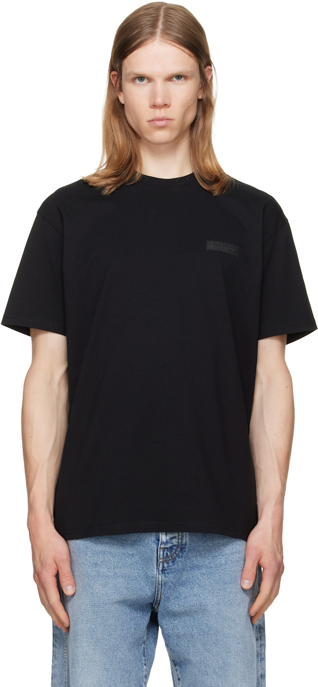 Givenchy: Black 'Givenchy Paris' Grosgrain T-shirt | SSENSE