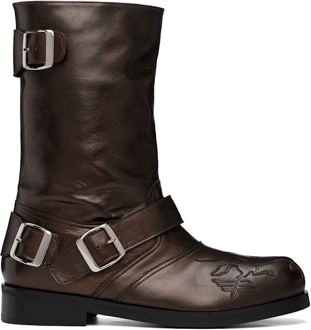 Stefan Cooke: Brown Pegasus Biker Boots | SSENSE