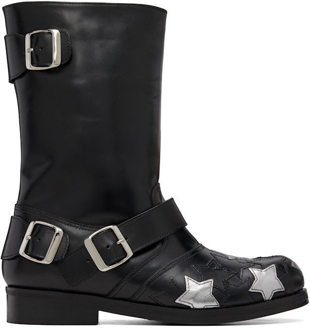 Stefan Cooke: Black Star Biker Boots | SSENSE Netherlands