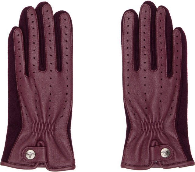Vivienne Westwood: Burgundy Leather & Wool Gloves | SSENSE