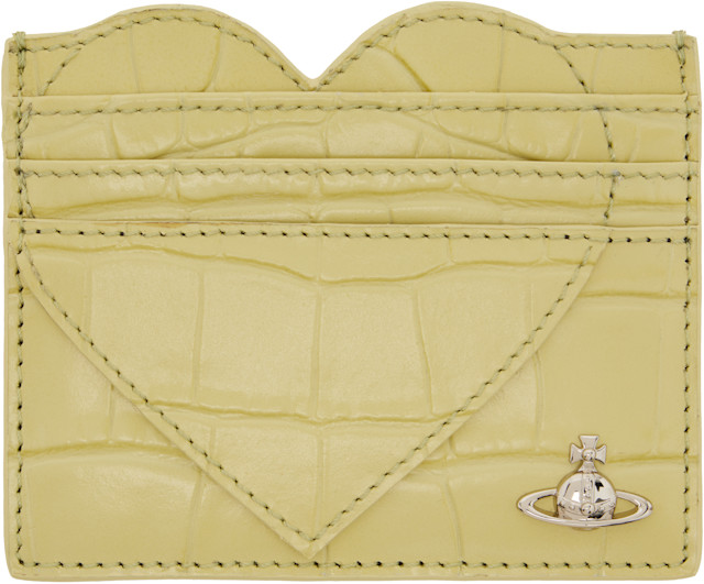 Vivienne Westwood 名刺入れ グリーン×イエロー Vivienne Westwood: Green Heart Card Holder | SSENSE