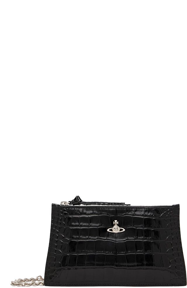 Vivienne Westwood: Black Small Flat Zip Clutch | SSENSE