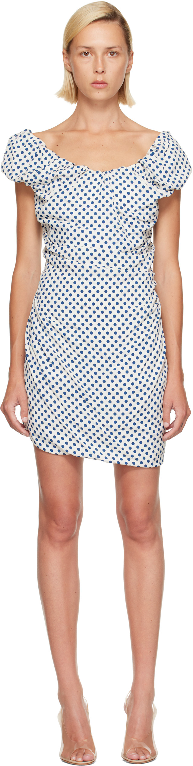 Vivienne Westwood: White & Blue Twisted Ginnie Minidress | SSENSE