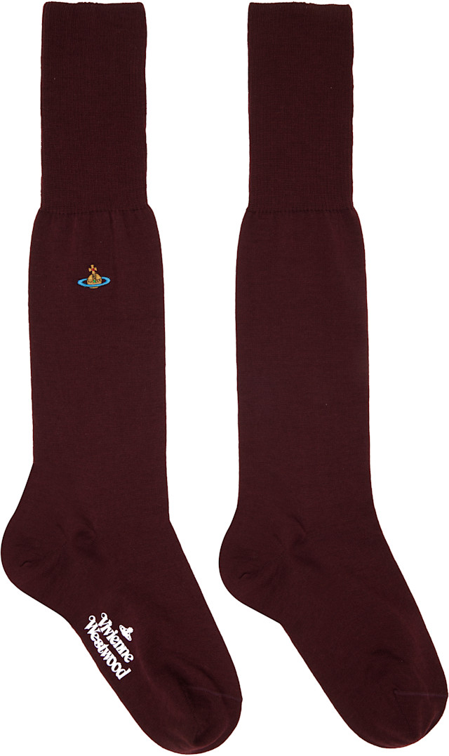 Vivienne Westwood: Burgundy Uni Colour High Socks | SSENSE