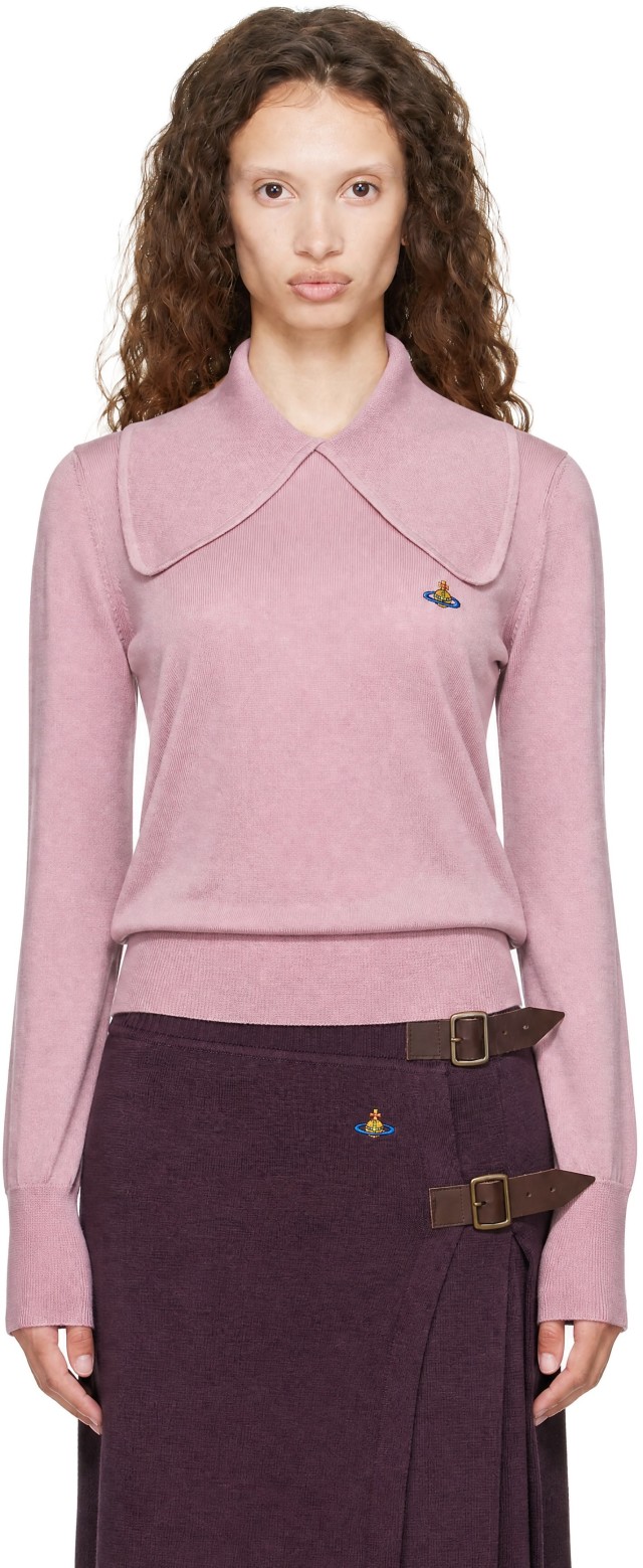 Vivienne Westwood: Pink Tie Bea Long Sleeve Polo | SSENSE