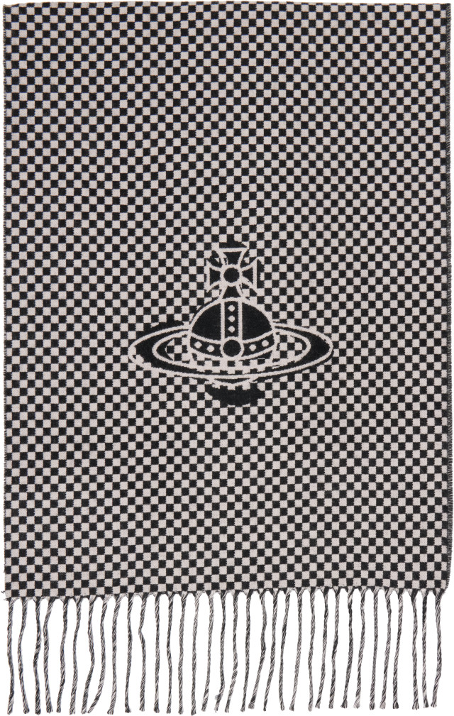 Vivienne Westwood: ブラック＆グレー Checkmate マフラー | SSENSE 日本