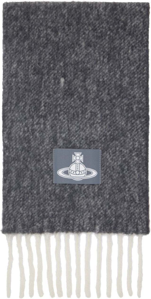 Vivienne Westwood: Gray Logo Patch Scarf | SSENSE