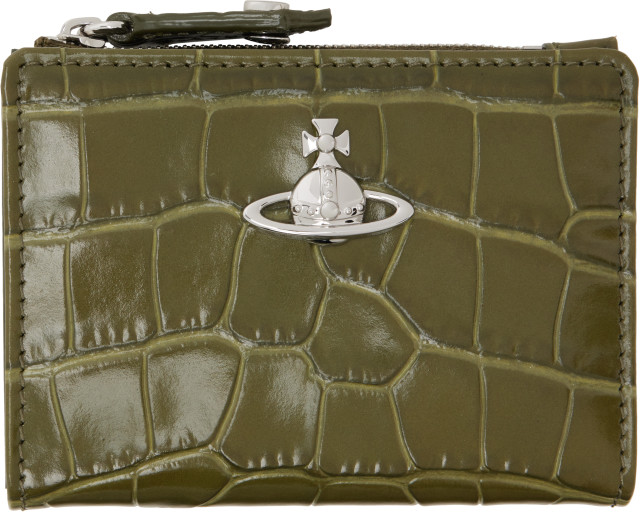 Vivienne Westwood: Khaki Slim Flap Card Holder | SSENSE