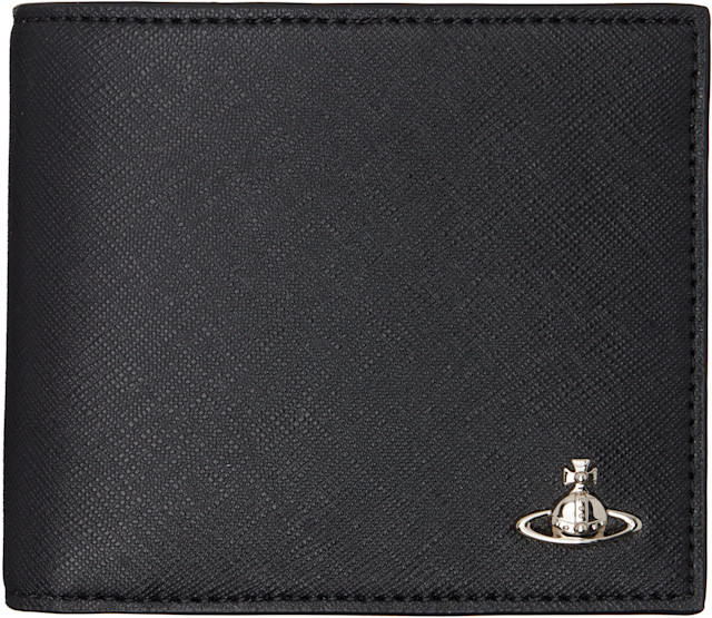 Vivienne Westwood: ブラック Man. フェイクレザー 札入れ | SSENSE 日本