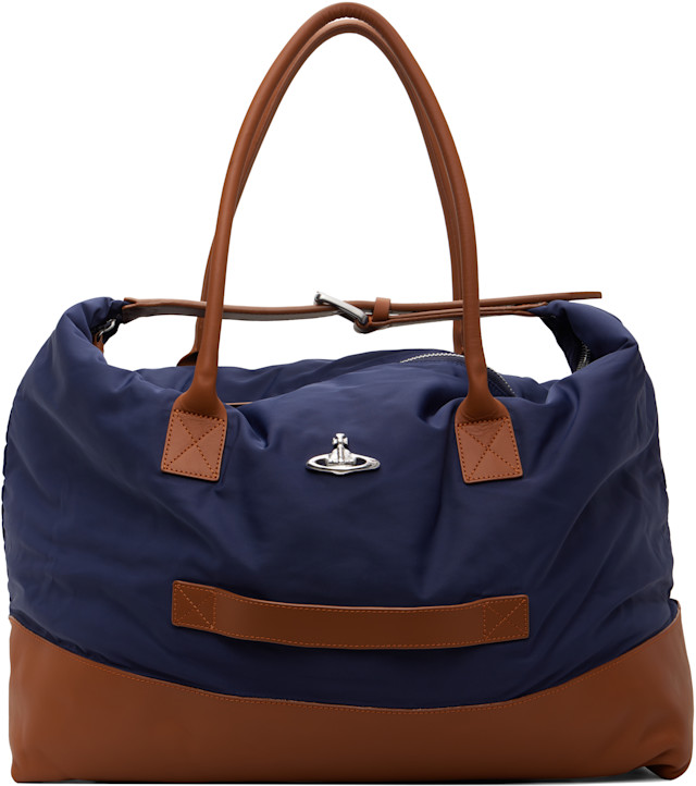 Vivienne Westwood: Navy & Brown Sid Weekender Duffle Bag | SSENSE