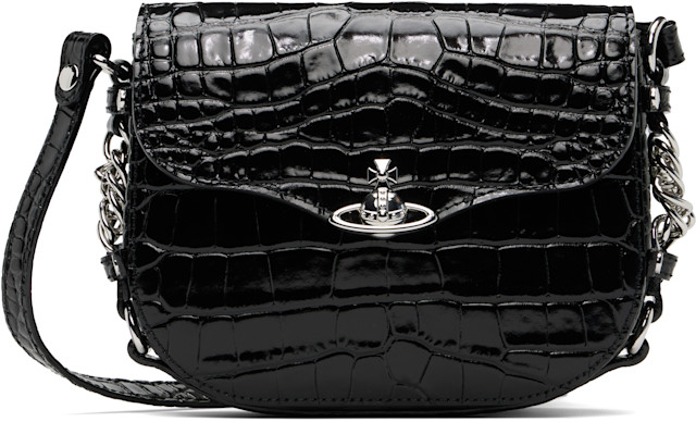 Vivienne Westwood: ブラック Hunter フラップ クロスボディバッグ