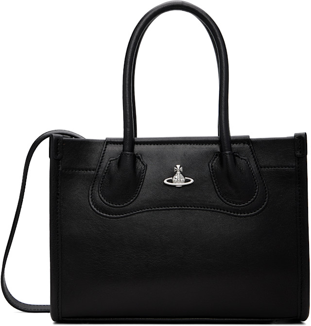 Vivienne Westwood: Black Troy Small Tote Crossbody Bag | SSENSE