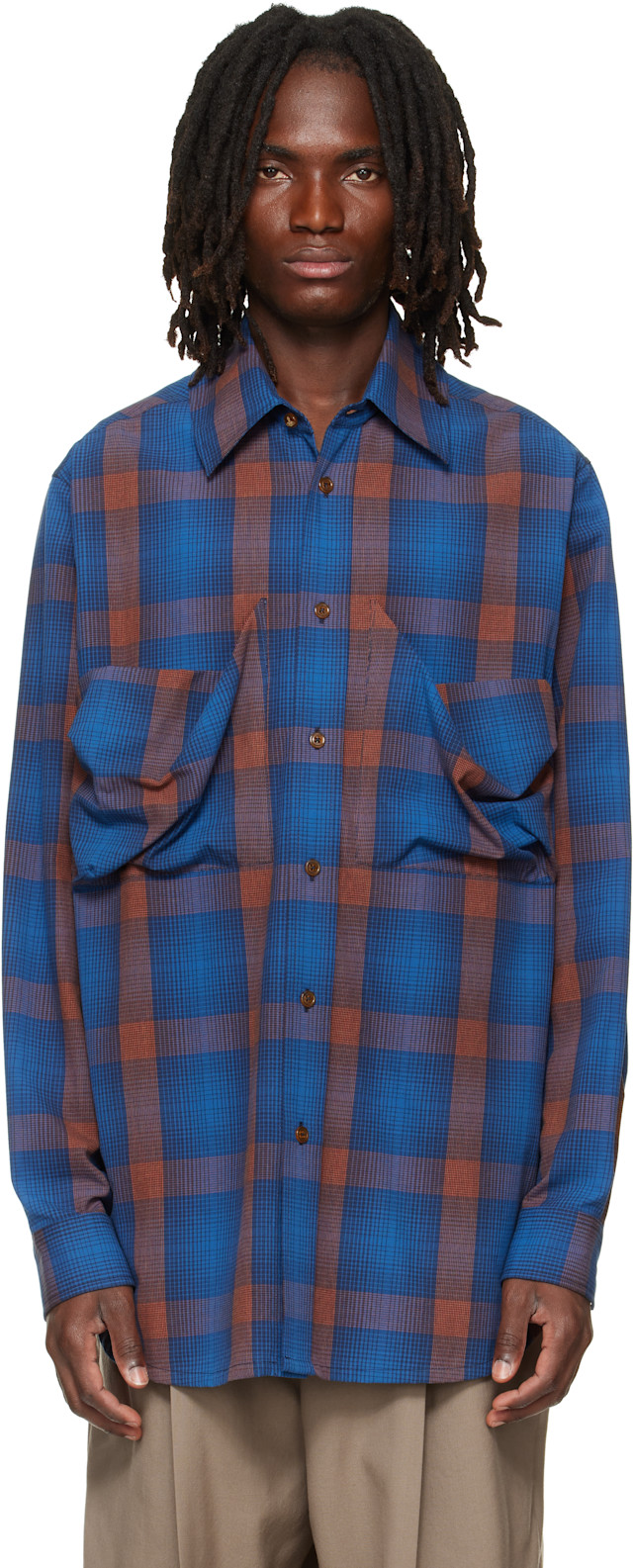 Vivienne Westwood: Navy & Orange Achilles Overshirt | SSENSE