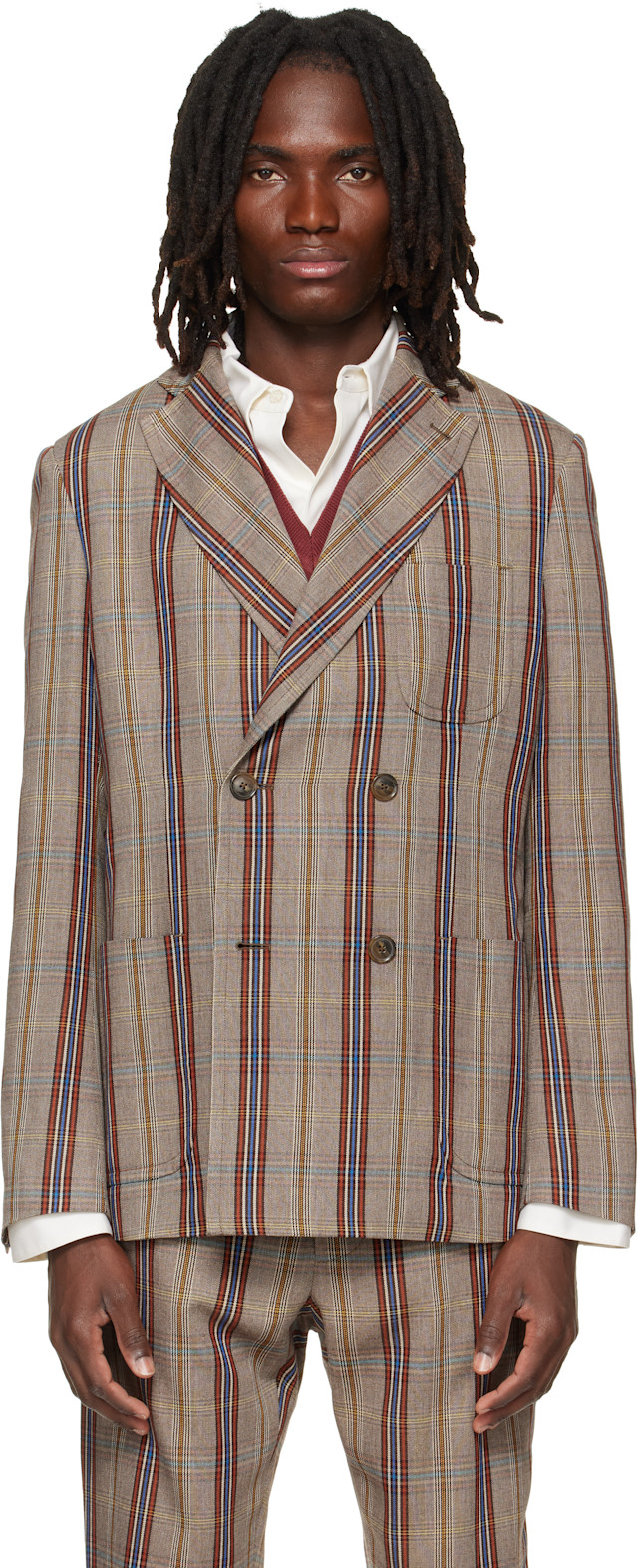 希少Vivienne Westwood man ジャケット　ピンバッジ付き Vivienne Westwood: ベージュ Cruise ダブルジャケット | SSENSE 日本