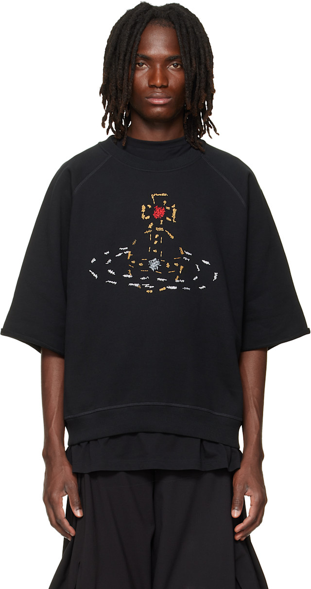 Vivienne Westwood: Black Short Sleeve Raglan Sweatshirt | SSENSE