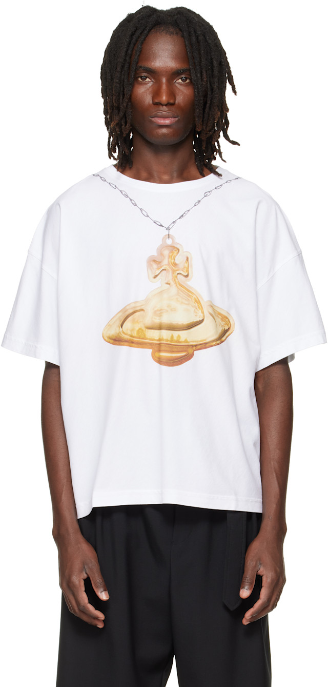Vivienne Westwood: White Gold Orb Oversized Box T-shirt | SSENSE