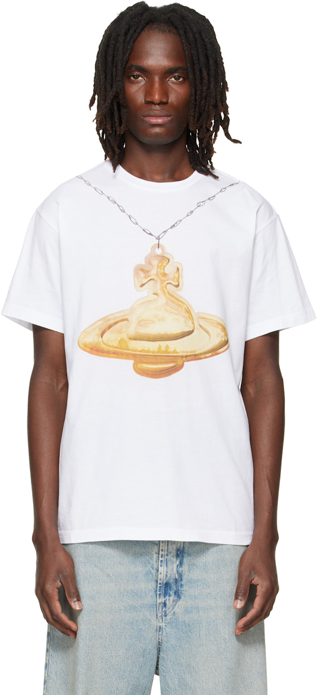 Vivienne Westwood ZODIAC&ORB Tシャツ Vivienne Westwood: White Gold Orb Classic T-shirt | SSENSE