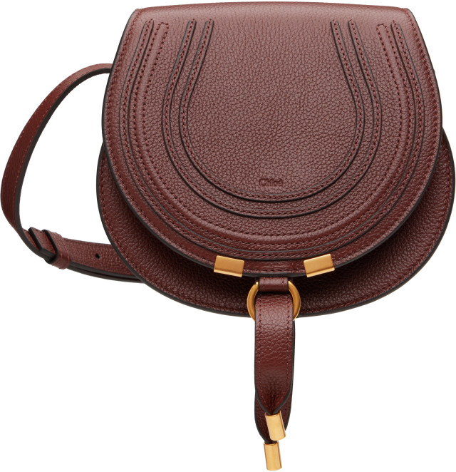 Chloé レザー バッグ Chloé: ブラウン Marcie グレインレザー サドルバッグ | SSENSE 日本