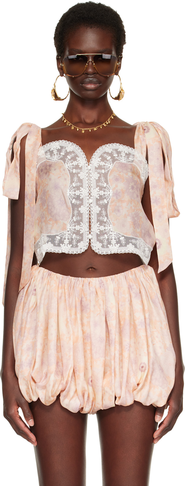 Chloé: Pink Knotted-Strap Cropped Top | SSENSE