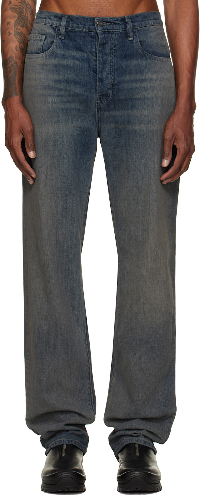 パンツ ALEXANDER DIGENOVA ALEXANDER DIGENOVA: Blue Straight Leg Jeans | SSENSE