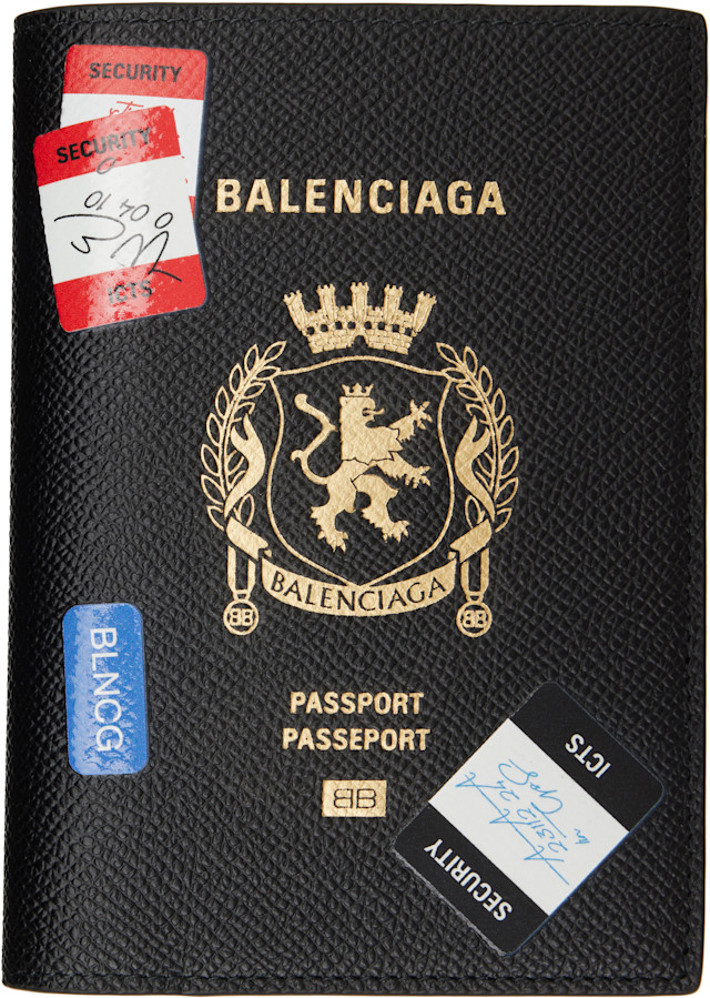 Balenciaga: ブラック カーフスキン パスポートケース | SSENSE 日本