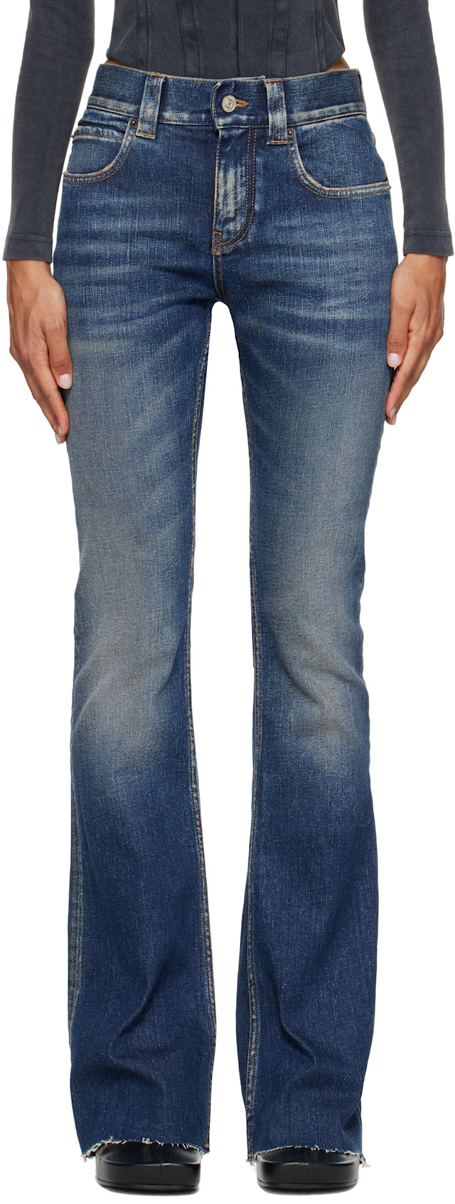 Balenciaga: Blue Slim Fit Bootcut Jeans | SSENSE