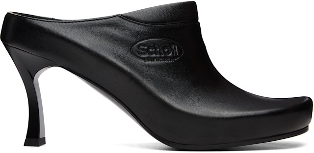 Balenciaga: Black Scholl Edition Sheepskin Mule Heels | SSENSE