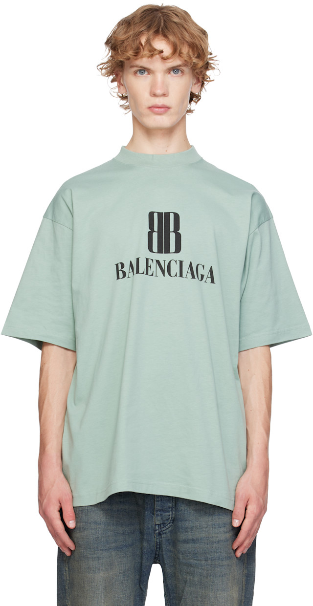 Balenciaga: グリーン Medium Fit Tシャツ | SSENSE 日本