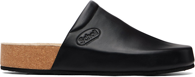 Balenciaga: Black Scholl Edition Leather Mule Flats | SSENSE