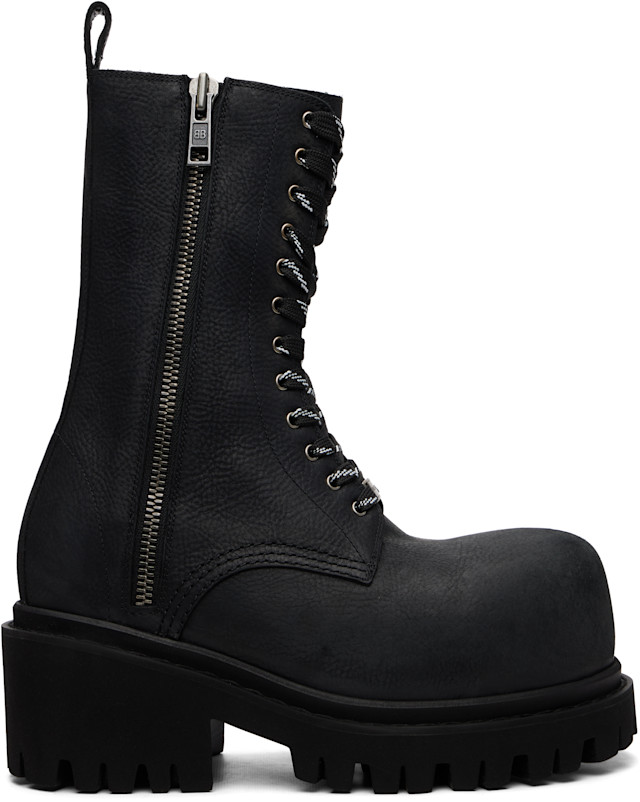 Balenciaga: Black Stomper Boots | SSENSE Canada